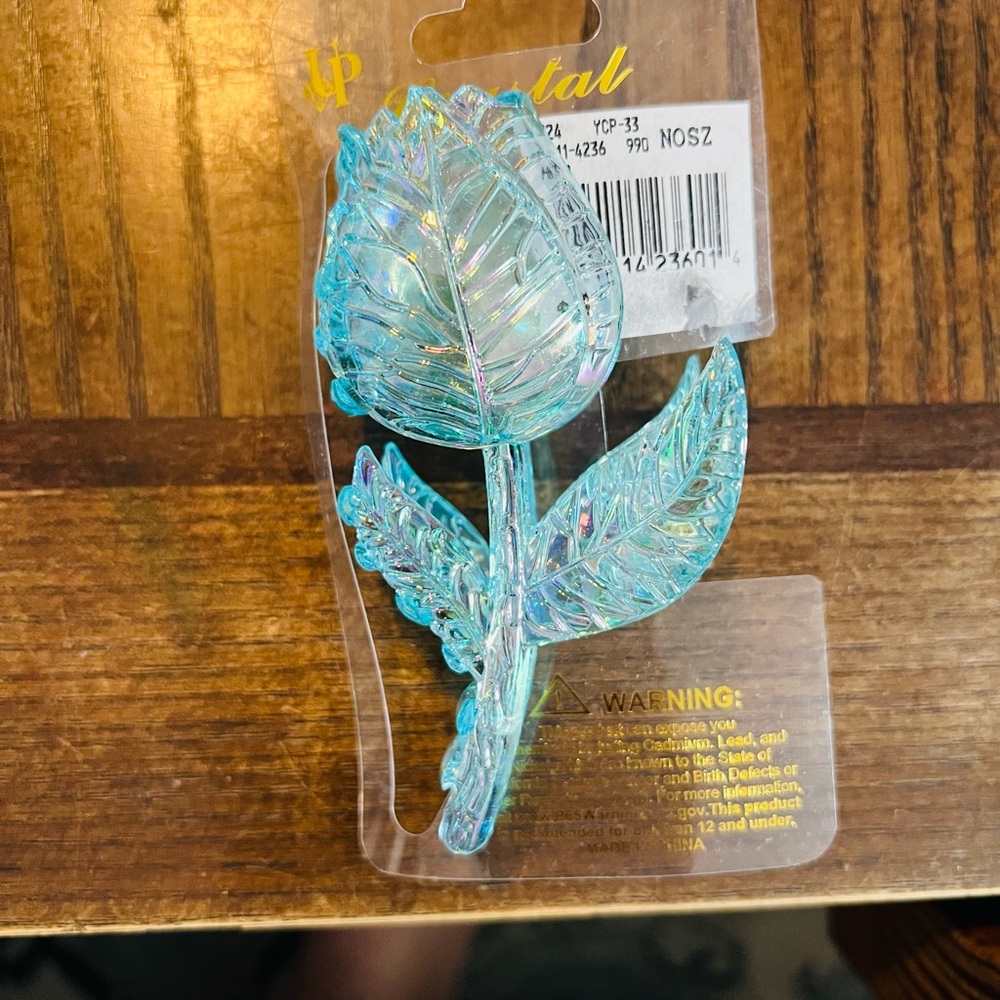 Iridescent Blue Floral Hair Clip- Rose NWT